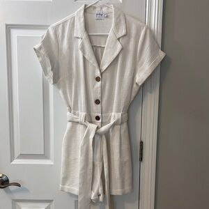 White Button-Up Romper